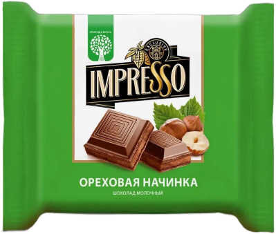 Шоколад IMPRESSO молочный с ореховой начинкой 75 г