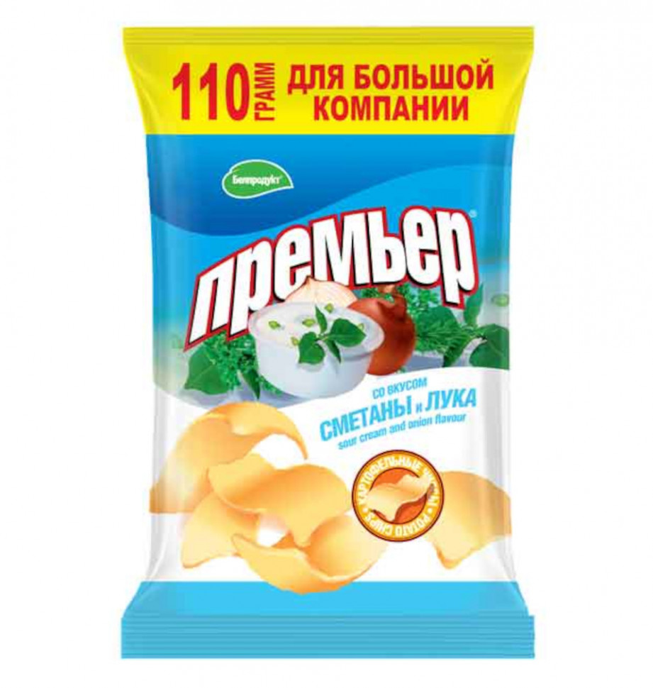 Чипсы картофельные Премьер со вкусом сметаны и лука 110гр