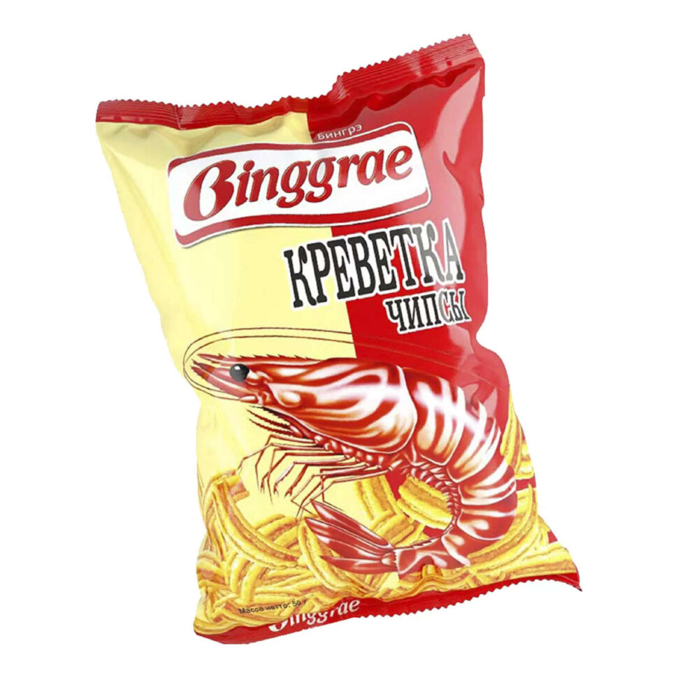 Чипс хрустящий Бингрэ КРЕВЕТКА со вкусом креветки 50 г