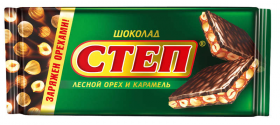 Шоколад Степ молочный с начинкой овсяное печенье, арахис и карамель 100 гр 