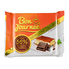 Шоколад горький BON JOURNEE с начинкой со вкусом Тирамису 80гр.