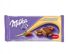 Шоколад Милка молочный цельный миндаль  90 гр.