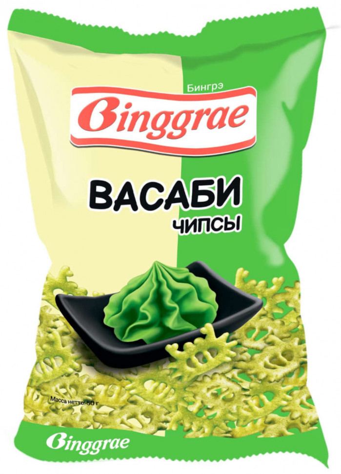 Чипсы хрустящие Бингрэ со вкусом ВАСАБИ 50гр